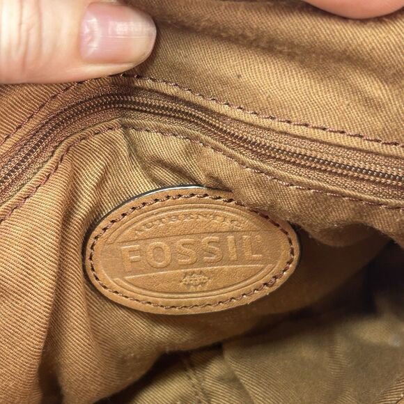 Rare Fossil Vintage Bird Print Canvas Messenger Turn Lock Bag Handle Crossbody - Picture 10 of 12